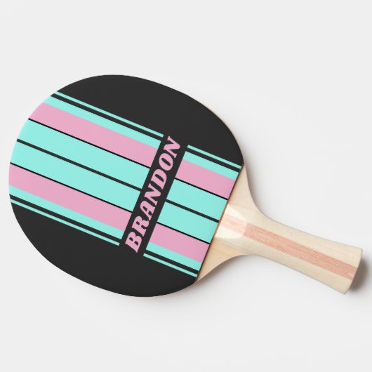 Retro Night Prism Board Stripes met naam Tafeltennisbatje (Zijkant)