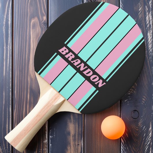 Retro Night Prism Board Stripes met naam Tafeltennisbatje