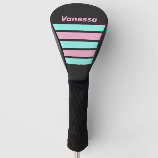 Retro Night Prism Over Stripe met Naam Golfheadcover (Voorkant)