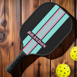 Retro Night Prism Rally Strepen met Naam Pickleball Paddle