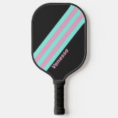 Retro Night Prism Strepen met Naam Pickleball Paddle (Voorkant)