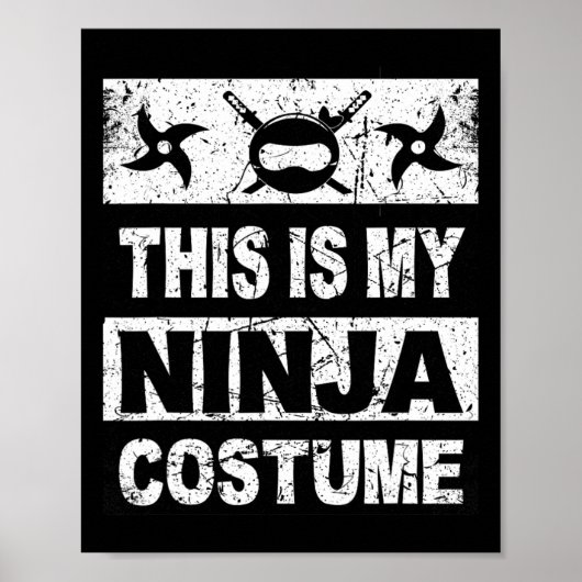 Retro Ninja Kostuum Halloween Voor Jongen Kinder M Poster (Voorkant)