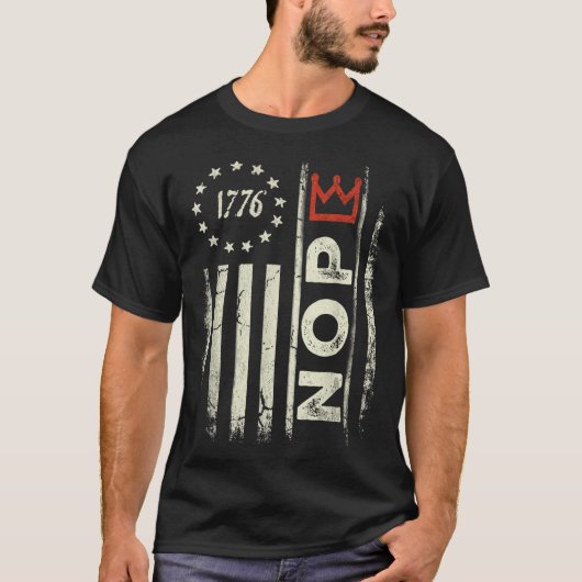 Retro No Kings Protest Sign Vertical American Flag T-shirt (Voorkant)