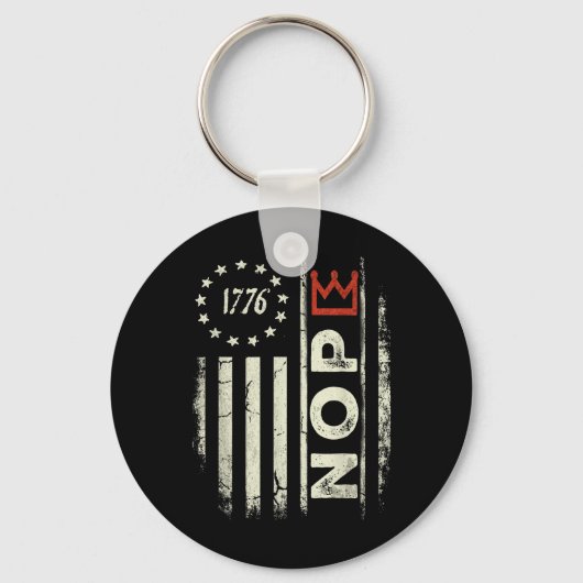Retro No Kings Protestbord Verticale Amerikaanse V Sleutelhanger (Voorkant)