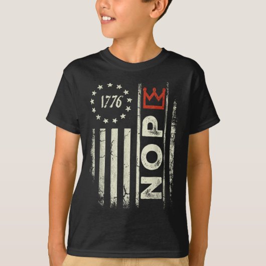 Retro No Kings Protestbord Verticale Amerikaanse V T-shirt (Voorkant)