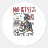 Retro No Kings Since 1776 Rejecting Kings Classic  Ronde Sticker (Voorkant)