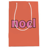 Retro Noel Bericht jaren '70 Lettering Roze Sinaas Medium Cadeauzakje (Voorkant)