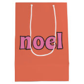 Retro Noel Bericht jaren '70 Lettering Roze Sinaas Medium Cadeauzakje (Achterkant)