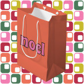 Retro Noel Bericht jaren '70 Lettering Roze Sinaas Medium Cadeauzakje