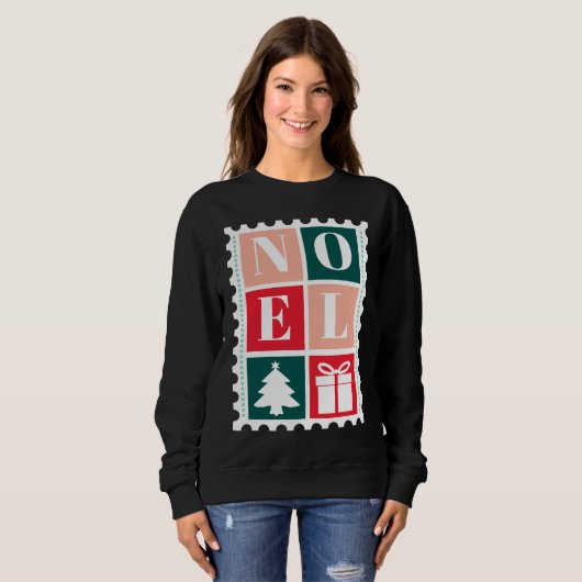 Retro Noel Christmas Postage Stamp Trui (Voorkant volledig)