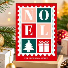 Retro Noel Kerst Postzegel Feestdagen Kaart