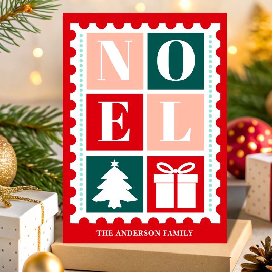 Retro Noel Kerst Postzegel Feestdagen Kaart