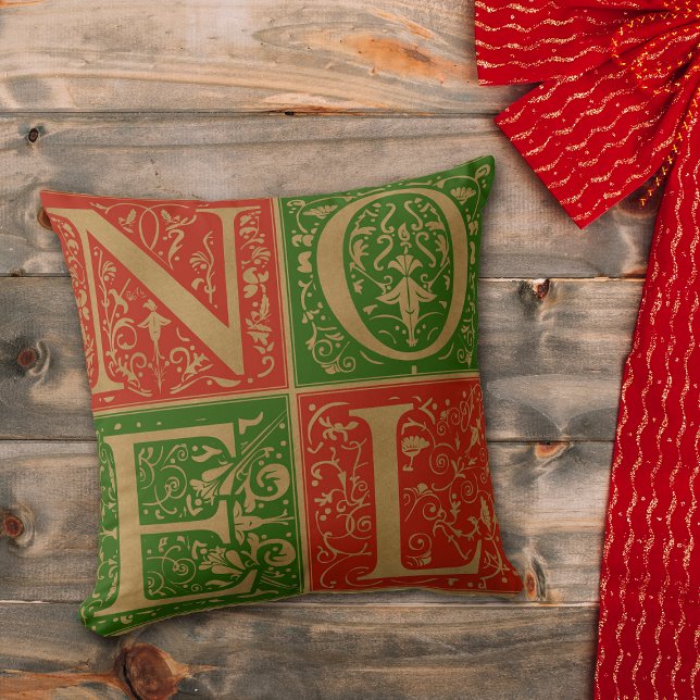 Retro Noel Red en Green Decorative Holiday Kussen (Creator heeft geüpload)