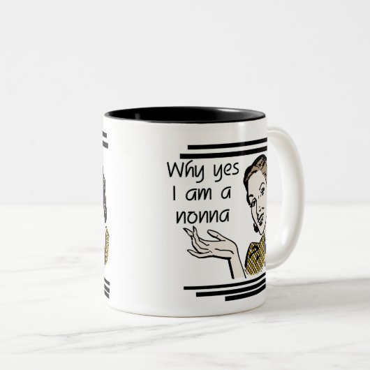 Retro Nonna Tshirts en Gifts Tweekleurige Koffiemok (Voorkant rechts)