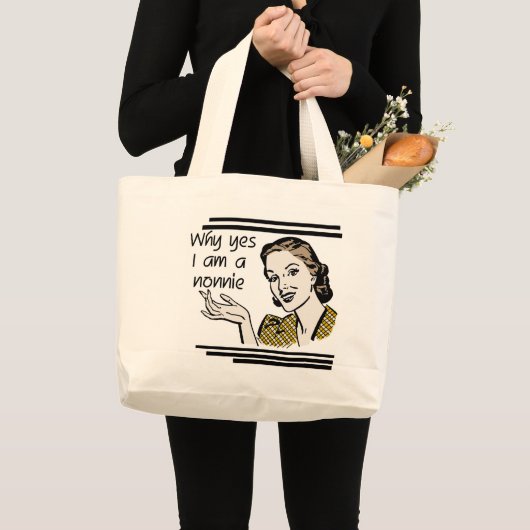 Retro Nonnie T-shirts en GIfts Grote Tote Bag (Voorkant (product))