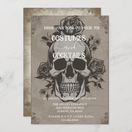 Retro noodlijdend skelet Halloween Party Bash Kaart (Voorkant / Achterkant)