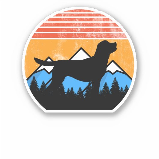 Retro noodlijdende  Sunset Mountains Labrador Sticker (Voorkant)