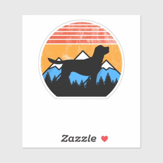 Retro noodlijdende  Sunset Mountains Labrador Sticker (Vel)