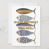 retro noodlijdende vis, aangepaste verjaardag feestdagenkaart (Voorkant)