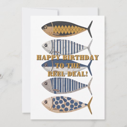 retro noodlijdende vis, aangepaste verjaardag feestdagenkaart (Voorkant)