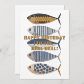 retro noodlijdende vis, aangepaste verjaardag feestdagenkaart (Voorkant / Achterkant)