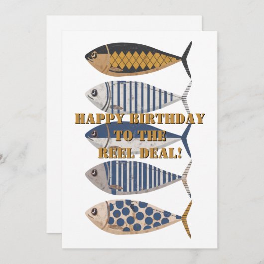 retro noodlijdende vis, aangepaste verjaardag feestdagenkaart (Voorkant / Achterkant)