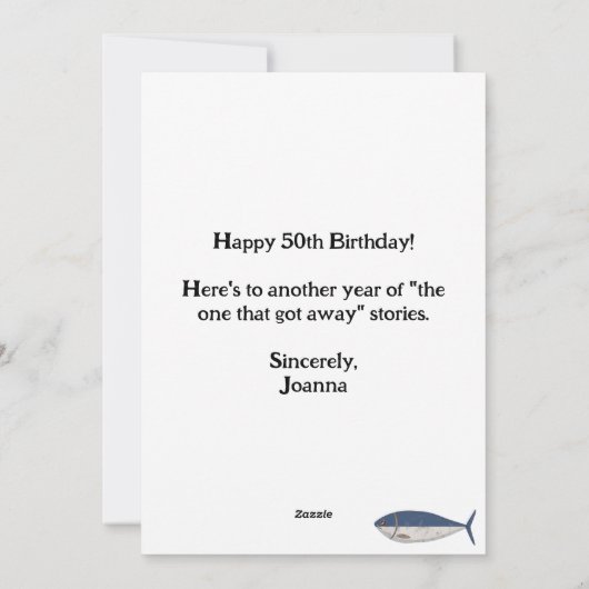 retro noodlijdende vis, aangepaste verjaardag feestdagenkaart (Achterkant)