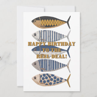  retro noodlijdende vis, aangepaste verjaardag feestdagenkaart