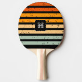 Retro  Noodlijn Monogram Witte Tekst Tafeltennisbatje (Voorkant)