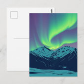 Retro Noorderlicht Aurora Borealis Berg Briefkaart (Voorkant / Achterkant)