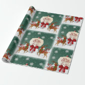 Retro Noordpool rendier Kerstmis ambacht of Cadeaupapier (Uitgerold)