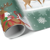 Retro Noordpool rendier Kerstmis ambacht of Cadeaupapier (Rol Hoek)