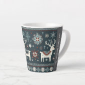 Retro Noordse rendierpatroon Latte Mok (Rechterhoek)