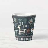 Retro Noordse rendierpatroon Latte Mok (Voorkant)
