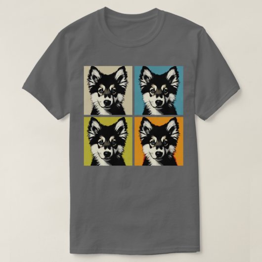 Retro Noors Elkhound Art Schattige Puppy T-shirt (Design voorkant)