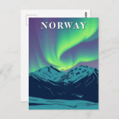 Retro Noorwegen Noorderlicht Aurora Borealis Briefkaart (Voorkant / Achterkant)