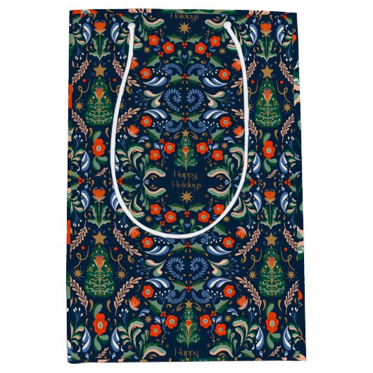 Retro  Nordic Christmas Medium Cadeauzakje (Voorkant)