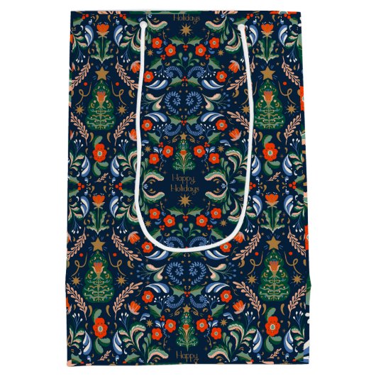 Retro  Nordic Christmas Medium Cadeauzakje (Achterkant)