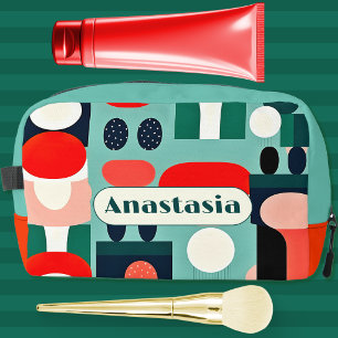 Retro Nordic patroon op aqua groene cosmetische ta Toilettasje