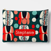 Retro Nordic Pattern op Deep Green Accessoire Bag Etui (Voorkant)