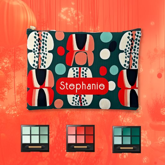 Retro Nordic Pattern op Deep Green Accessoire Bag Etui