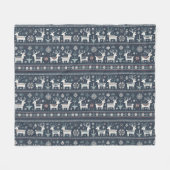 Retro Nordic Rendier Patroon Fleece Deken (Voorkant (Horizontaal))