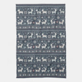 Retro Nordic rendierpatroon Theedoek (Verticaal)
