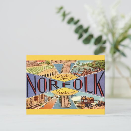 Retro Norfolk VA ansichtkaart  Briefkaart (Staand voorkant)
