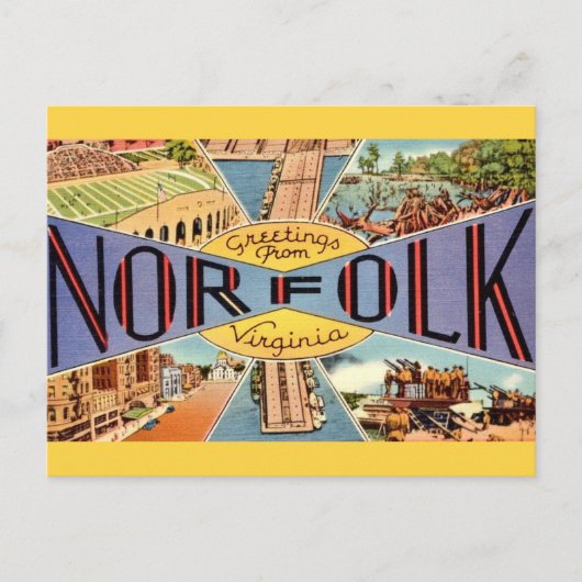 Retro Norfolk VA ansichtkaart  Briefkaart (Voorkant)