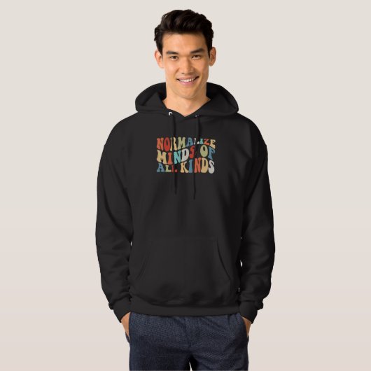 Retro Normalize Minds of All Kinds Autism Awarenes Hoodie (Voorkant volledig)