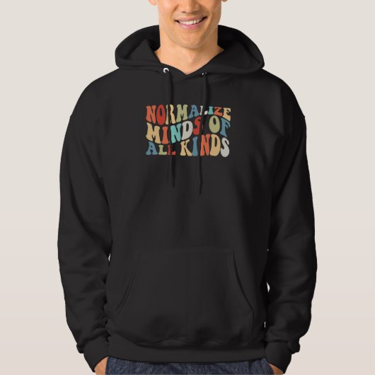 Retro Normalize Minds of All Kinds Autism Awarenes Hoodie (Voorkant)