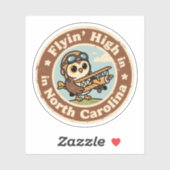 Retro North Carolina Badge_ Uil met miniatuur luch Sticker (Vel)