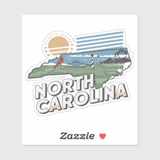 Retro North Carolina State Car Sticker (Vel)