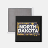 Retro North Dakota Silhouet Magneet (Voorkant / Achterkant)